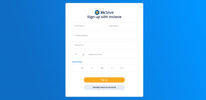 Sign Up with Inclave